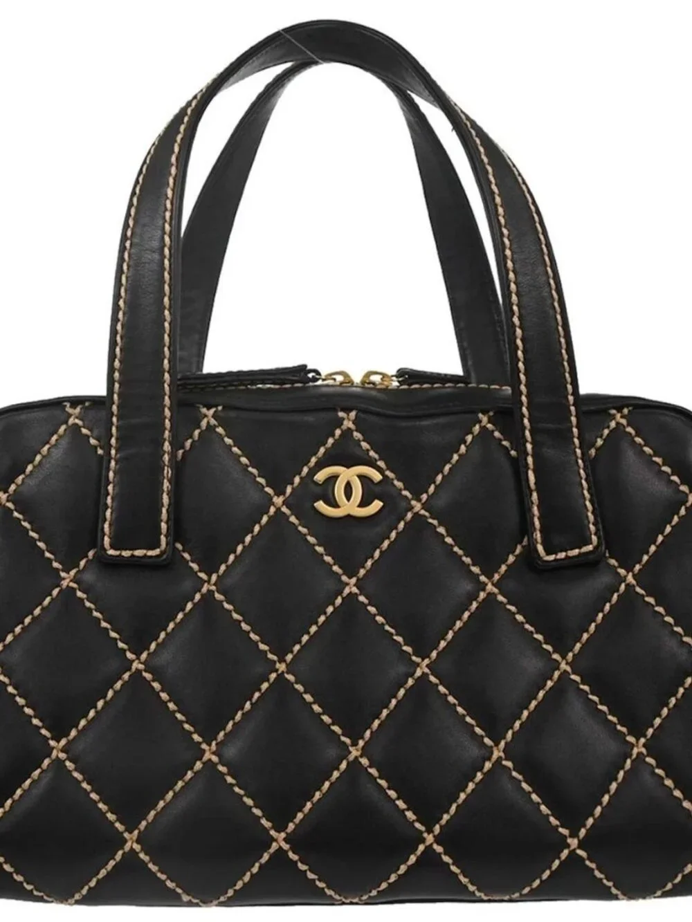 Chanel Black Calfskin Wild Stitch Handbag 188844